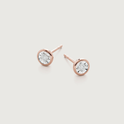 Monica Vinader Rose Gold Diamond Essential Stud Earrings Diamond In Black