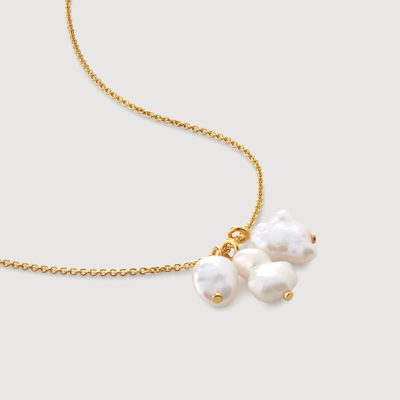 Monica Vinader Gold One Of A Kind Keshi Pearl Cluster Necklace Adjustable 41-46cm/16-18' Pearl