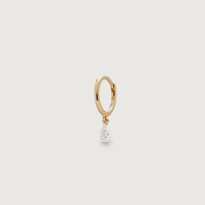 Monica Vinader Gold Diamond Teardrop Mini Huggie Single Earring Diamond