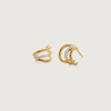 Monica Vinader Gold Riva Triple Wave Diamond Huggie Earrings Diamond