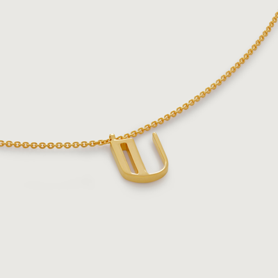Monica Vinader Gold Initial U Necklace Adjustable 41-46cm/16-18'