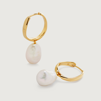 Monica Vinader Gold Nura Reef Baroque Pearl Large Hoop Earrings Pearl