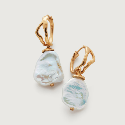 Monica Vinader X Mother Of Pearl Large Gold Vermeil And Keshi Pearl Drop Earrings