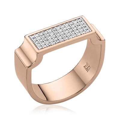 Monica Vinader Rose Gold Signature Wide Diamond Ring Diamond