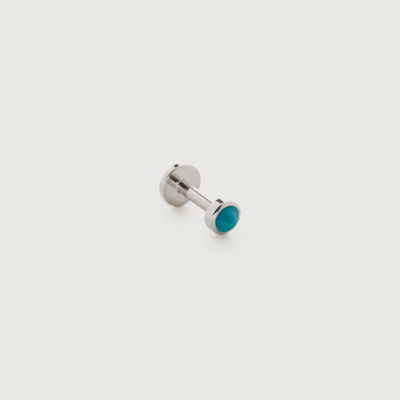 Monica Vinader Gold Mini Gem Single Labret Piercing Earring Turquoise In Metallic