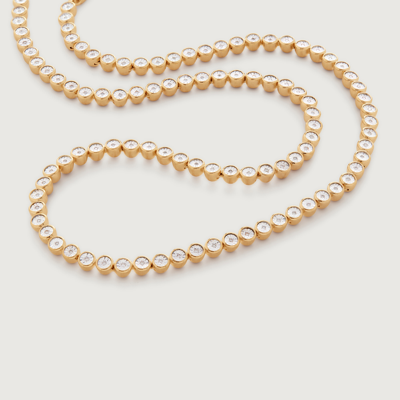 Monica Vinader Gold Diamond Essential Tennis Necklace Adjustable 41-46cm/16-18' Diamond