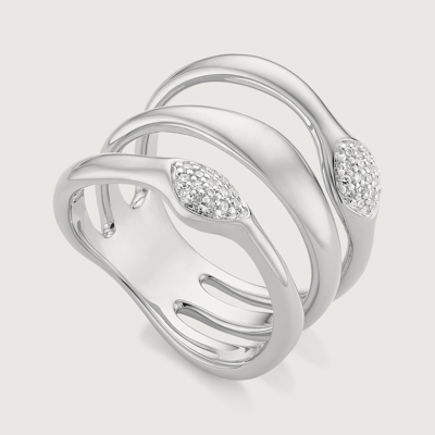 Monica Vinader Sterling Silver Nura Teardrop Multi Band Diamond Ring Diamond In Metallic