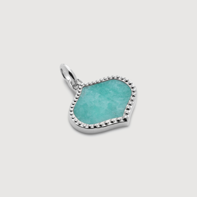 Monica Vinader Sterling Silver Lotus Gemstone Pendant Amazonite