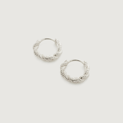 Monica Vinader Sterling Silver Corda Mini Huggie Earrings In Metallic