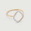 Monica Vinader Gold Mini Riva Kite Diamond Ring Lab Grown Diamond