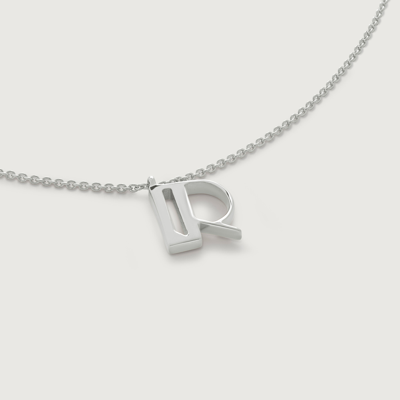 Monica Vinader Sterling Silver Initial R Necklace Adjustable 41-46cm/16-18' In Metallic