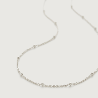Monica Vinader Sterling Silver Fine Beaded Chain Necklace Adjustable 53-61cm/21-24' In Metallic