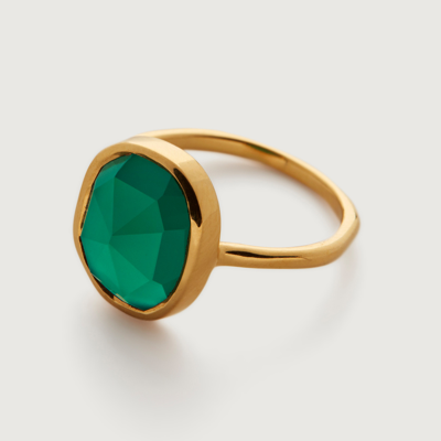 Monica Vinader Gold Siren Medium Stacking Ring Green Onyx