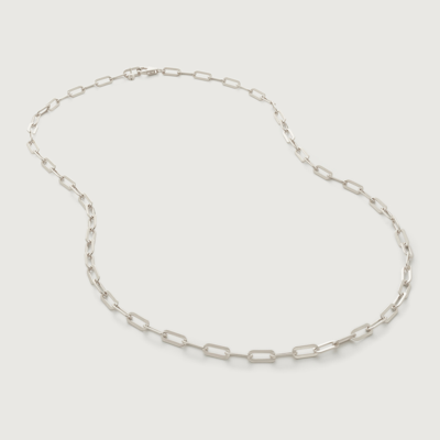 Monica Vinader Sterling Silver Paperclip Chain Necklace Adjustable 50cm/20' In Metallic