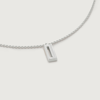 Monica Vinader Sterling Silver Initial I Necklace Adjustable 41-46cm/16-18' In Metallic