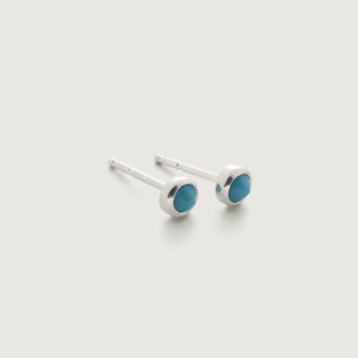 Monica Vinader Sterling Silver Mini Gem Stud Earrings Turquoise In Blue