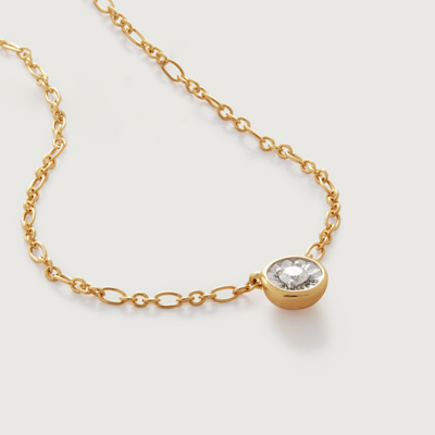 Monica Vinader Gold Diamond Essential Large Solitaire Necklace Adjustable 41-46cm/16-18' Diamond