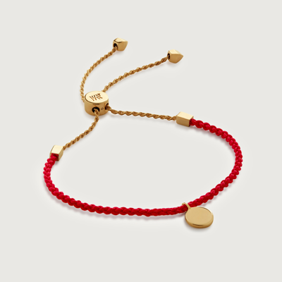Monica Vinader Gold Linear Disc Friendship Bracelet In Red