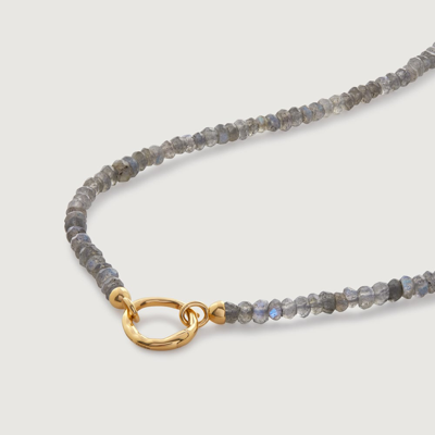 Monica Vinader Gold Capture Beaded Necklace 45cm/18' Labradorite In Gray