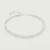 MONICA VINADER STERLING SILVER BEADED DOUBLE CHAIN ANKLET