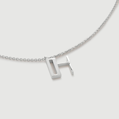 Monica Vinader Sterling Silver Initial H Necklace Adjustable 41-46cm/16-18' In Neutral