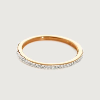 Monica Vinader Skinny Diamond Eternity Ring, Gold Vermeil On Silver In Gray