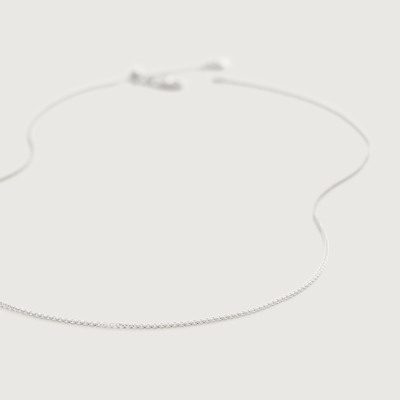 Monica Vinader Sterling Silver Fine Chain Necklace Adjustable 56cm/22' In Metallic