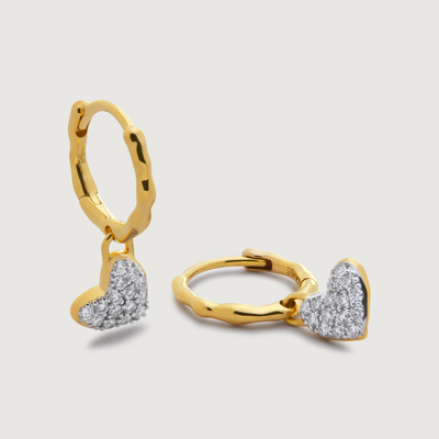 Monica Vinader Gold Lab Grown Diamond Heart Drop Huggie Earrings Lab Grown Diamond