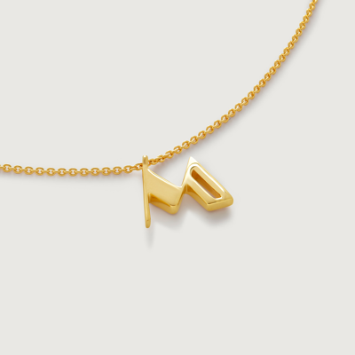 Monica Vinader Gold Initial M Necklace Adjustable 41-46cm/16-18'