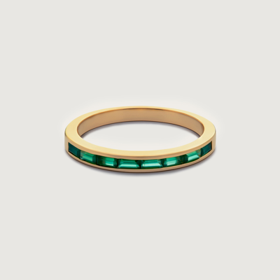 Monica Vinader Gold Mini Baguette Half Eternity Ring Green Onyx In 18ct Gold Vermeil/green Onyx
