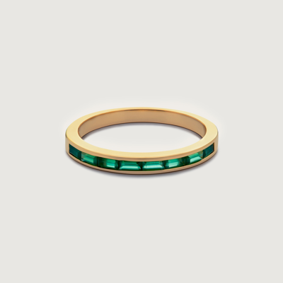 Monica Vinader Gold Mini Baguette Half Eternity Ring Green Onyx