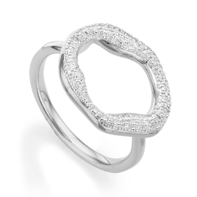 Monica Vinader Sterling Silver Riva Diamond Circle Ring Diamond In White