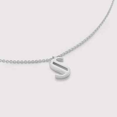 Monica Vinader Sterling Silver Initial S Necklace Adjustable 41-46cm/16-18' In White