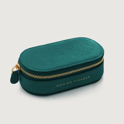 Monica Vinader Leather Mini Oval Jewellery Box In Green