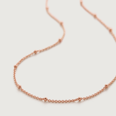 Monica Vinader Rose Gold Fine Beaded Chain Necklace Adjustable 53-61cm/21-24' In Animal Print