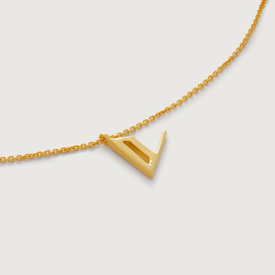Monica Vinader Gold Initial V Necklace Adjustable 41-46cm/16-18'