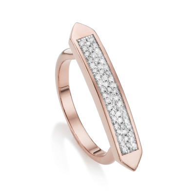 Monica Vinader Rose Gold Baja Skinny Ring Diamond In Pink