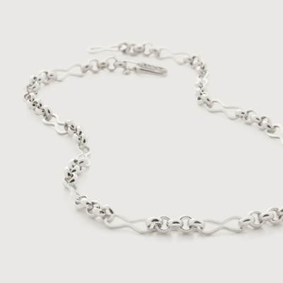 Monica Vinader Sterling Silver Heritage Link Necklace Adjustable 50cm/20' In Metallic