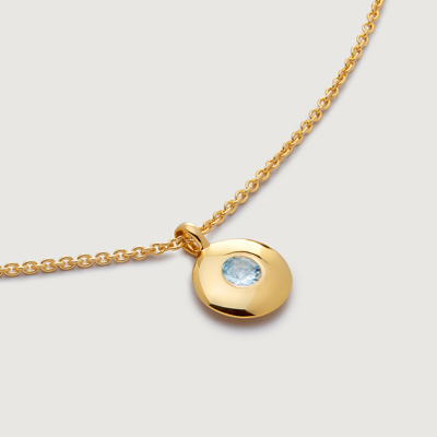 Monica Vinader Gold March Birthstone Necklace Adjustable 41-46cm/16-18' Aquamarine