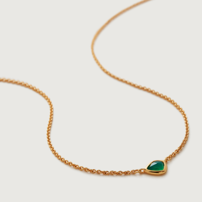 Monica Vinader Gold Siren Mini Nugget Necklace Adjustable 46cm/18' Green Onyx