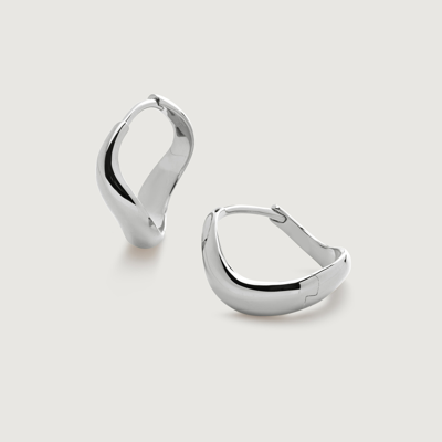 Monica Vinader Sterling Silver Swirl Small Hoop Earrings In Metallic