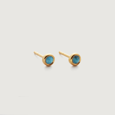 Monica Vinader Gold Mini Gem Stud Earrings Turquoise