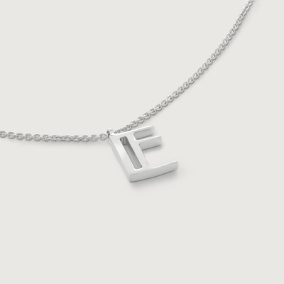 Monica Vinader Sterling Silver Initial E Necklace Adjustable 41-46cm/16-18' In Metallic