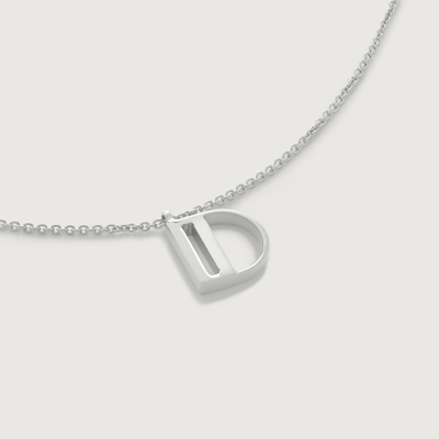 Monica Vinader Sterling Silver Initial D Necklace Adjustable 41-46cm/16-18' In Black