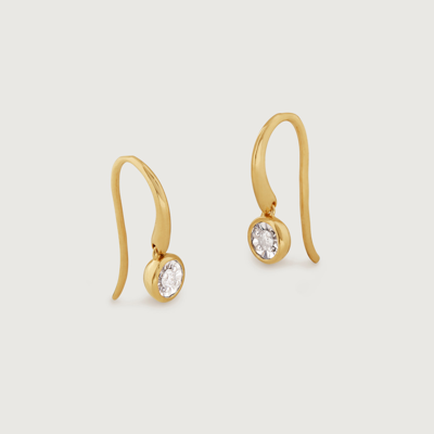 Monica Vinader Gold Diamond Essential Wire Earrings Diamond
