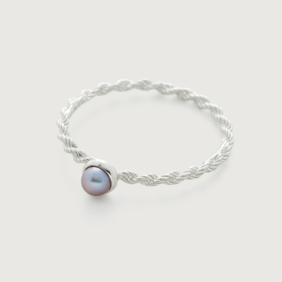 Monica Vinader Sterling Silver Corda Skinny Pearl Ring Pearl In White