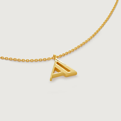 Monica Vinader Gold Initial A Necklace Adjustable 41-46cm/16-18'