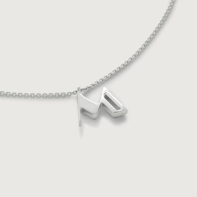 Monica Vinader Sterling Silver Initial M Necklace Adjustable 41-46cm/16-18' In Metallic