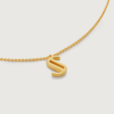 Monica Vinader Gold Initial S Necklace Adjustable 41-46cm/16-18'