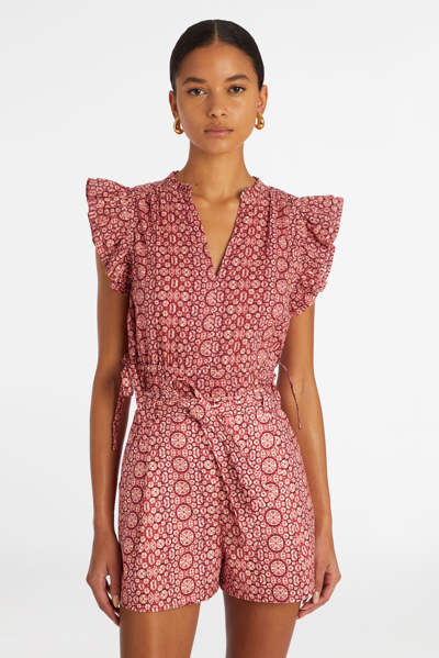 Marie Oliver Olive Top In Hibiscus Shibori
